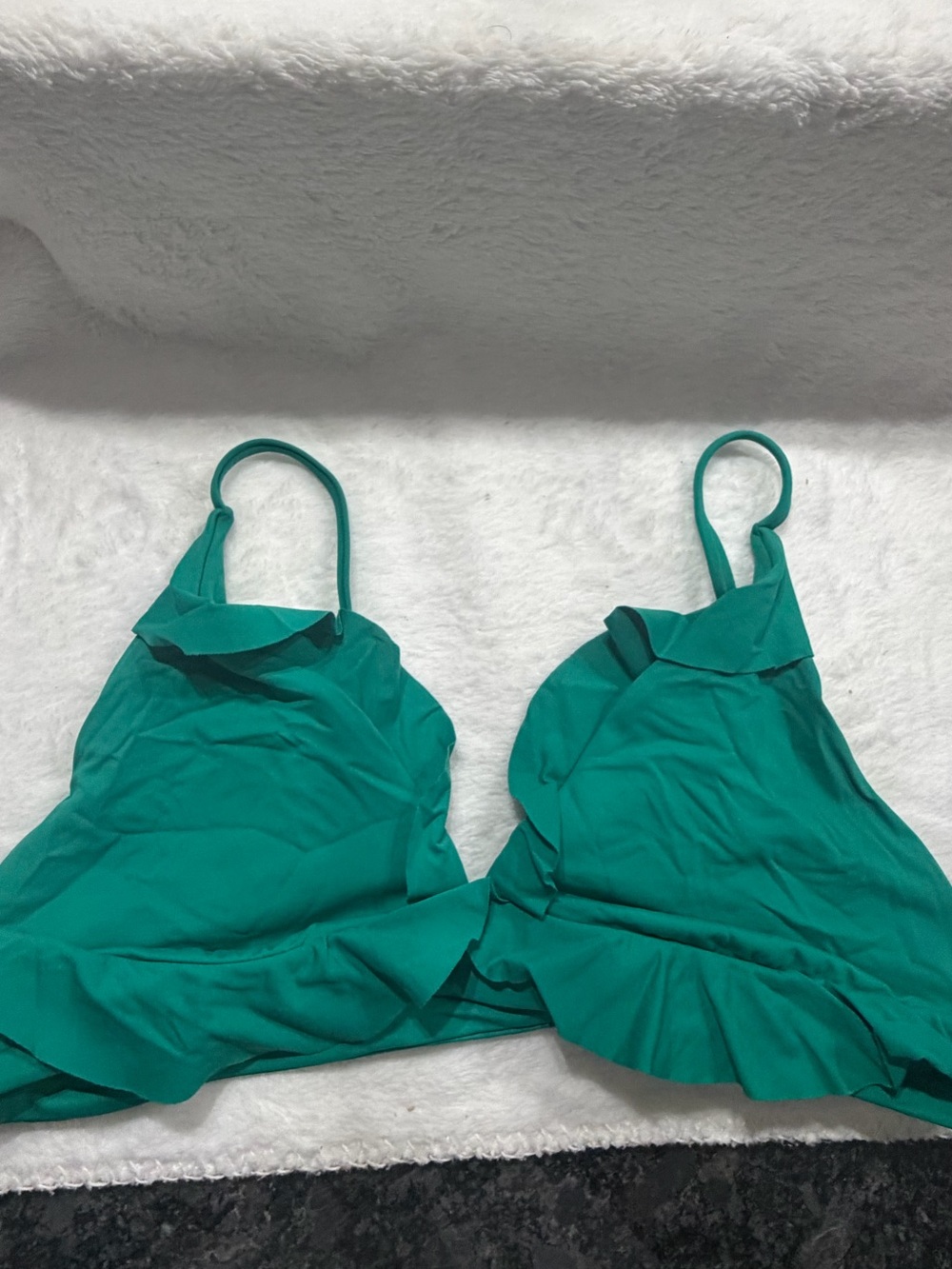By Rebecca Virtue Green Ruffle Bikini Top Large